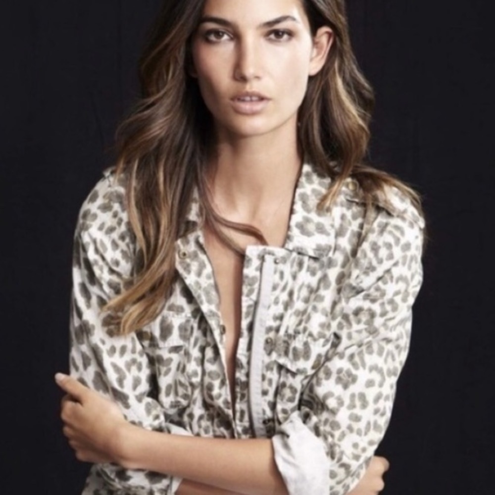 Lily Aldridge Velvet Leopard Safari Jacket